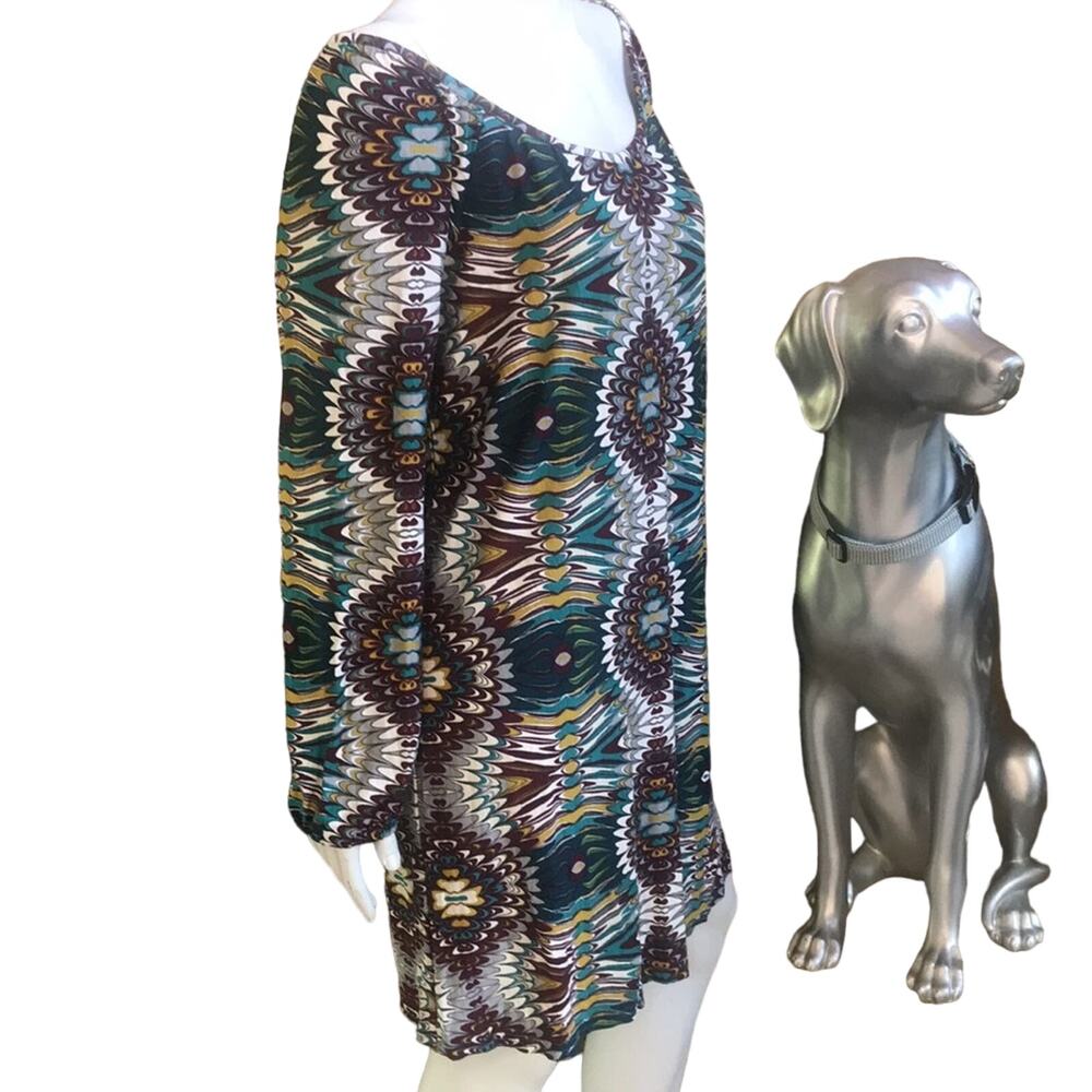 Uncle Frank Long Sleeve Geometric Print Viscose Multi Colored Dress Size Small